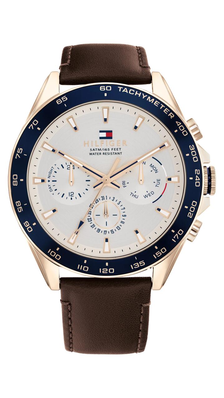 Image of Watches. Productname: Tommy Hilfiger Owen Rose Gold and Blue Men's Watch 1791966 in Watch colour by brand - Tommy Hilfiger