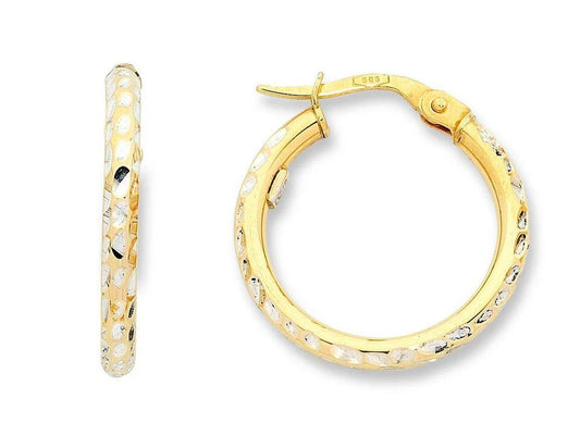 Image of Earrings. Productname: Two Tone Gold Silver Infused 15mm Hoop Earrings in Gold colour by brand - Bevilles