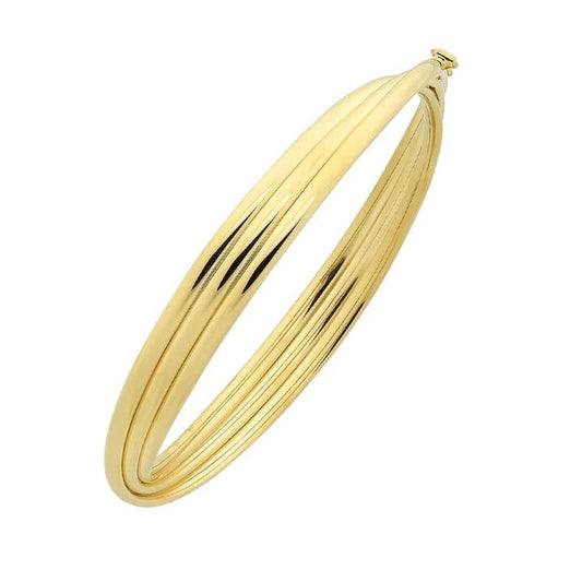 Image of Jewelry. Productname: Triple Crossover Bangle in 9kt Yellow Gold with Silver Infusion in Gold colour by brand - Bevilles