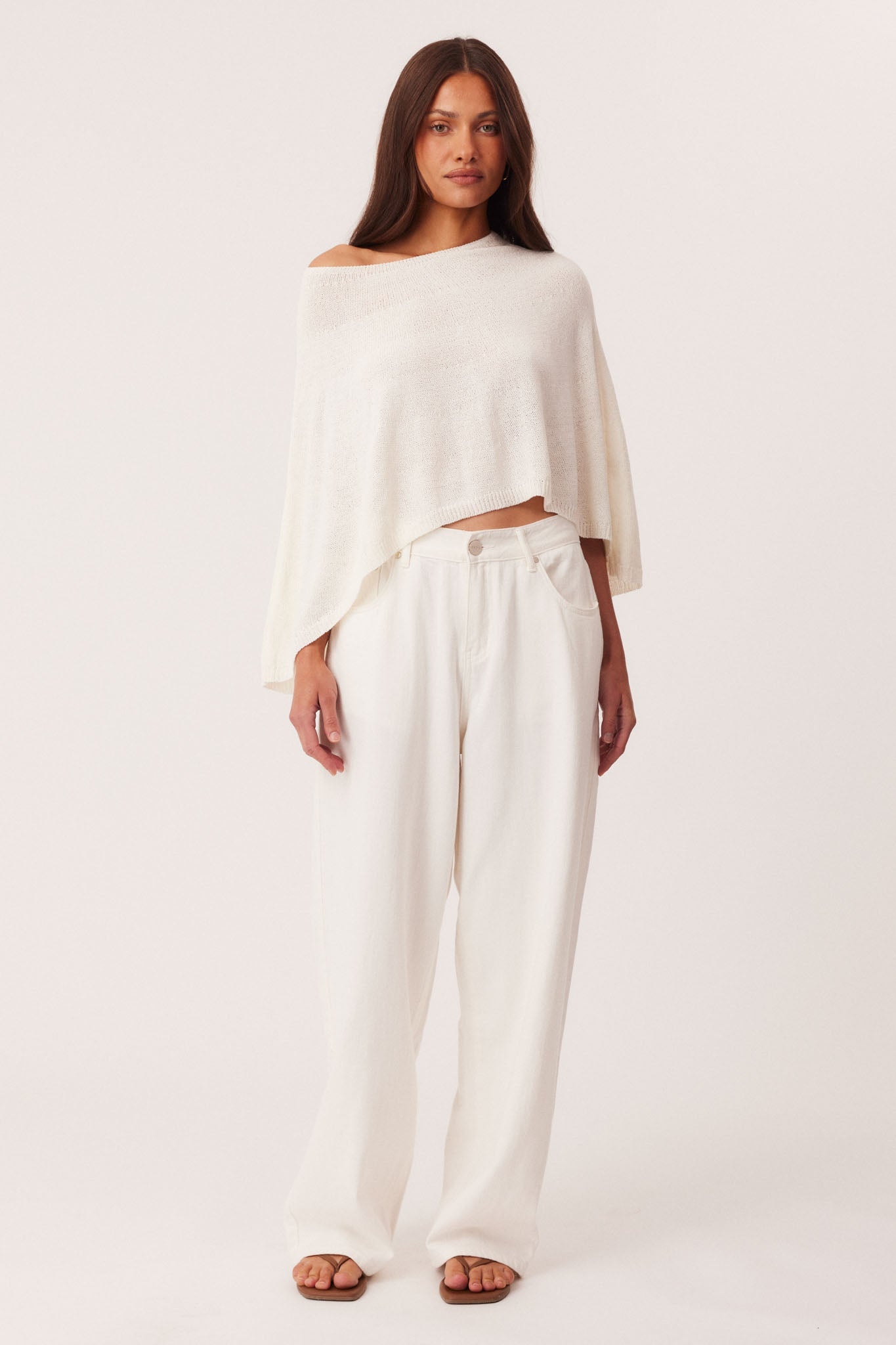 SNDYS MISTY KNIT PONCHO (Off White)