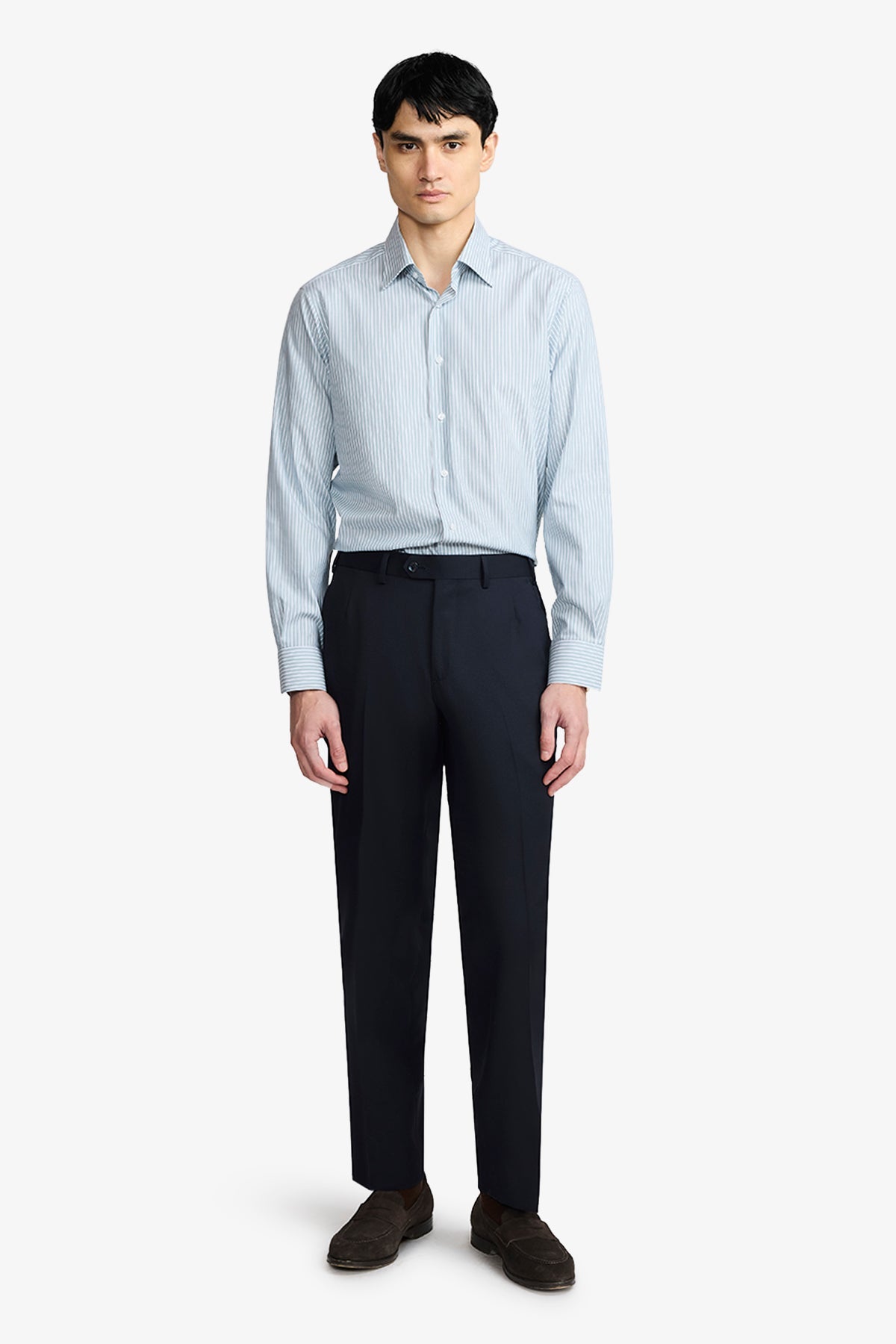 Image of Shirts. Product name - Norris Formal Shirt Green And White Stripe in Green colour by brand - Anthony Squires