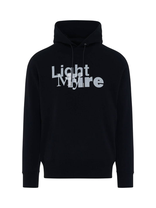 Image of a model wearing Outerwear. Productname: SACAI Light My Fire Hoodie in BLACK colour by brand - SACAI