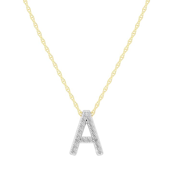 Image of Necklaces. Productname: Diamond Initial Slider Necklace in 9kt Yellow Gold in Diamond colour by brand - Bevilles
