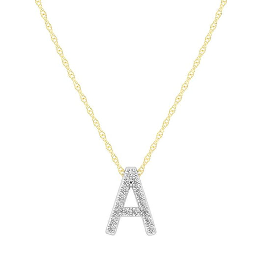 Image of Necklaces. Productname: Diamond Initial Slider Necklace in 9kt Yellow Gold in Diamond colour by brand - Bevilles
