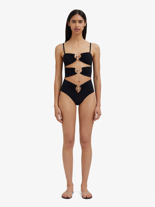 Image of Swimwear. Product name - Pierced Orbit One Piece in Black colour by brand - Embargo