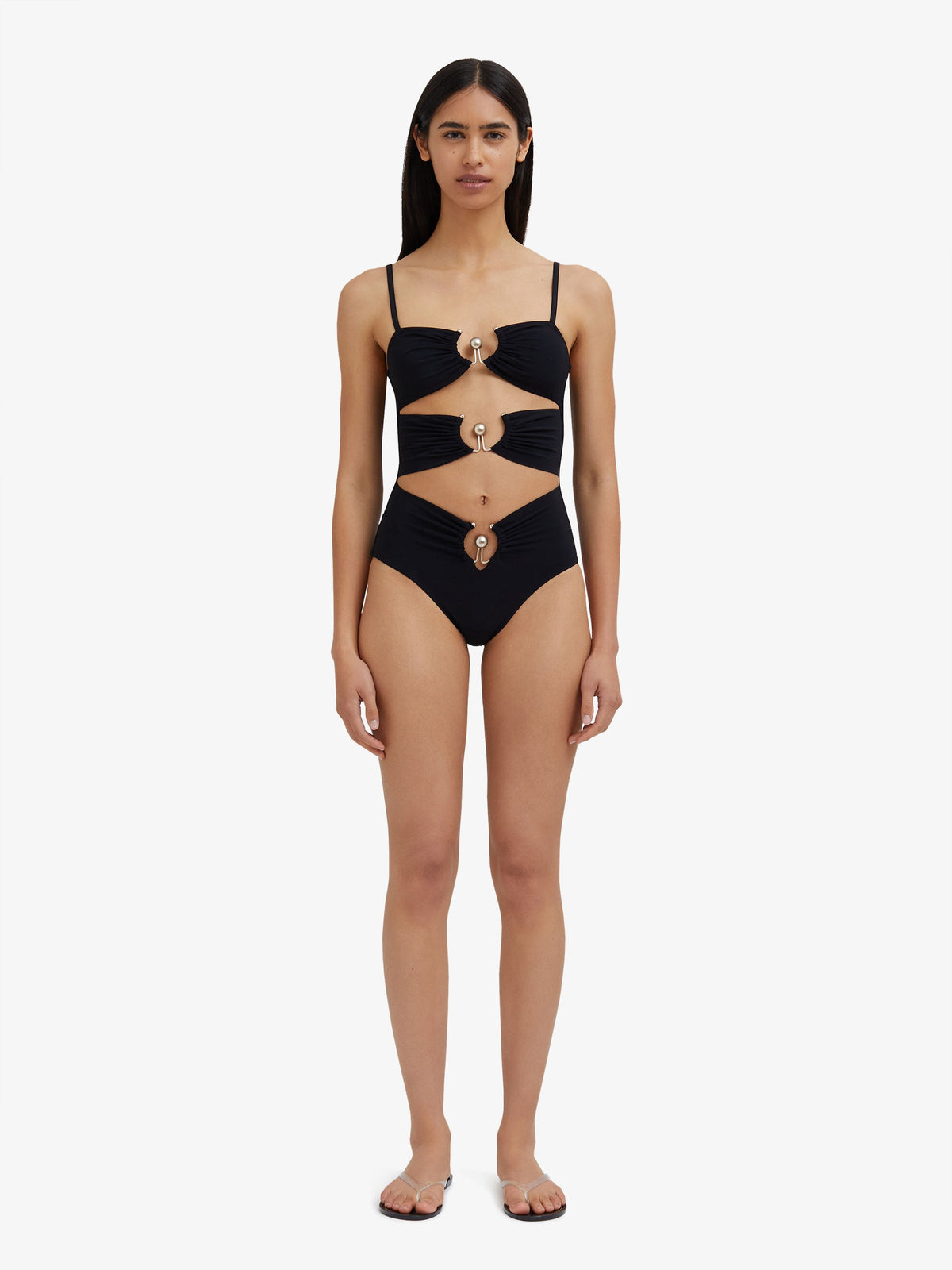Image of Swimwear. Product name - Pierced Orbit One Piece in Black colour by brand - Embargo