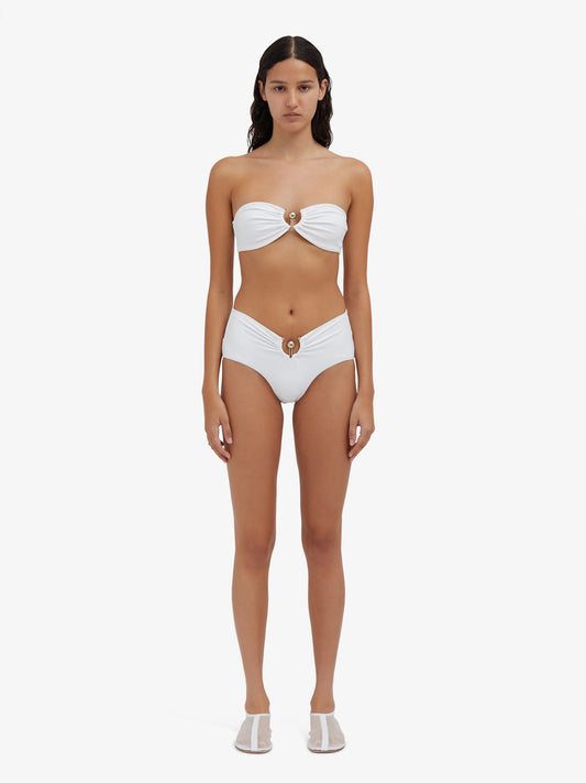 Image of Swimwear. Product name - Ruched Prong Bandeau in White colour by brand - Christopher Esber