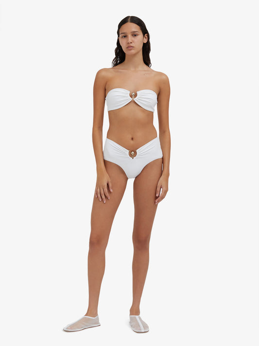 Christopher Esber Ruched Prong Bandeau (White)