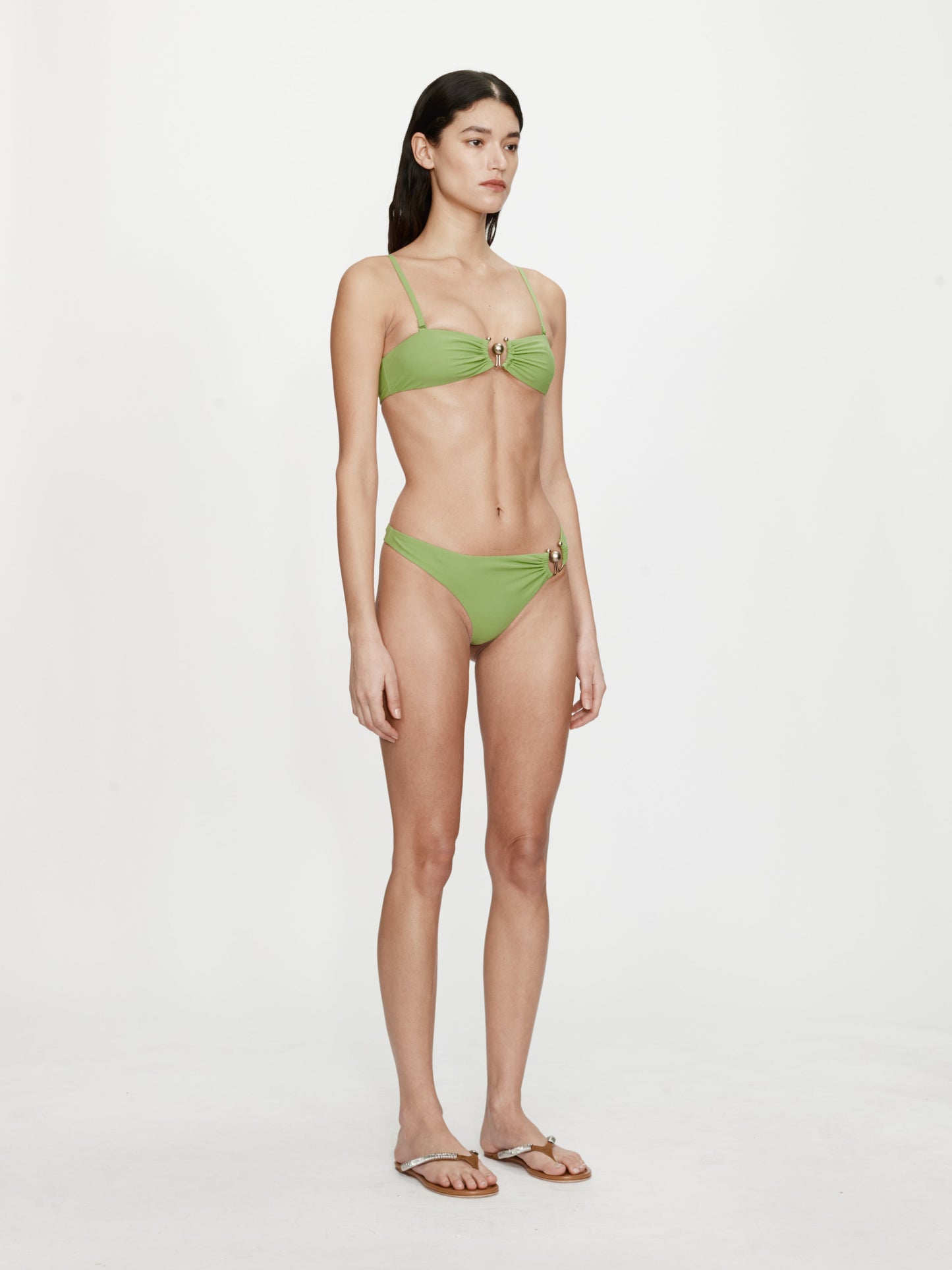 CHRISTOPHER ESBER Ruched Prong Bandeau (Lime)