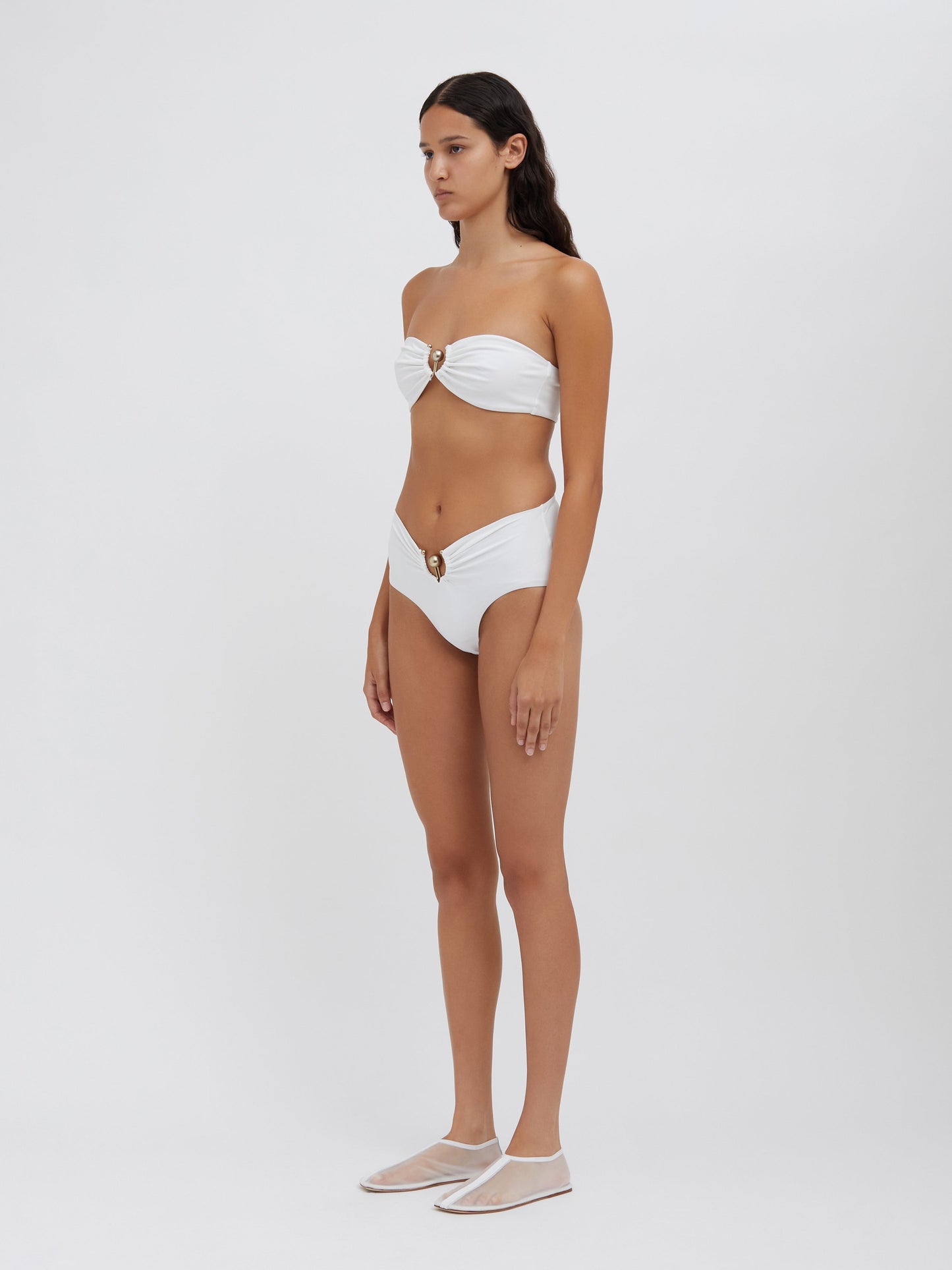 Christopher Esber Ruched Prong Bandeau (White)