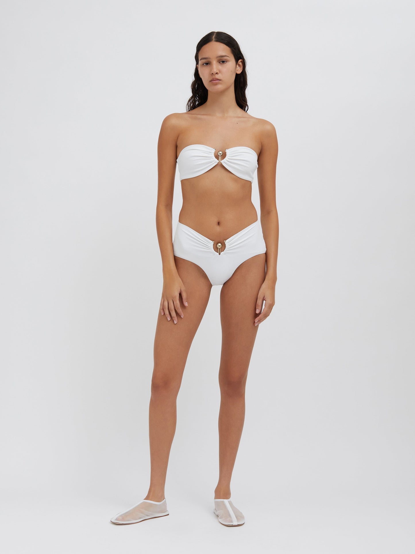 Christopher Esber Orbit Ruched High Brief (White)