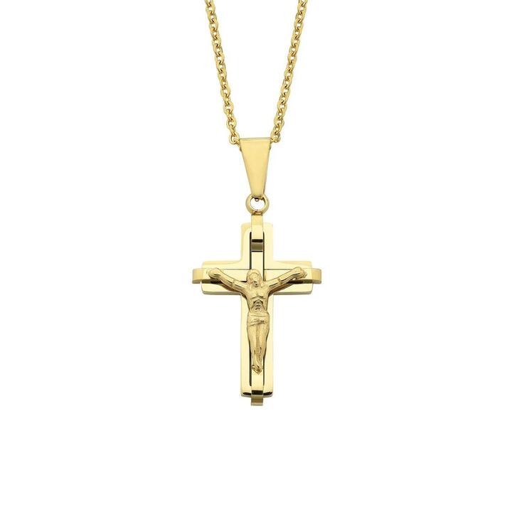 Image of Charms. Product name - 50cm Cross Necklace Yellow Stainless Steel in colour by brand - Bevilles