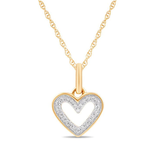 Image of Necklaces. Productname: Diamond Set Open Heart Necklace in 9kt Yellow Gold in Diamond colour by brand - Bevilles