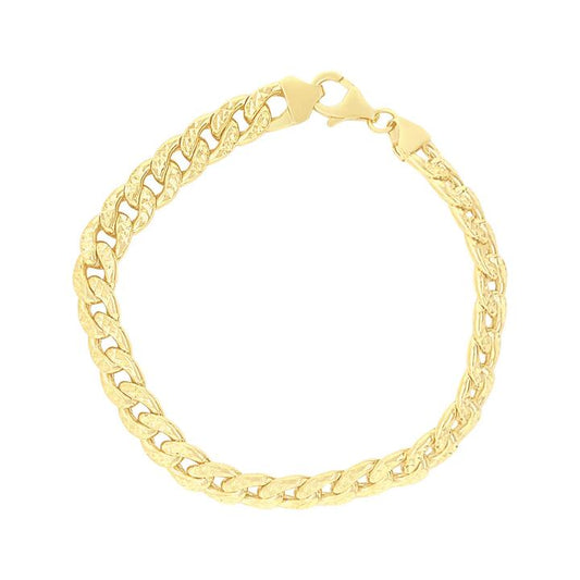 Image of Bracelets. Productname: 9kt Yellow Gold Silver Infused Curb Bracelet 20cm in Gold colour by brand - Bevilles