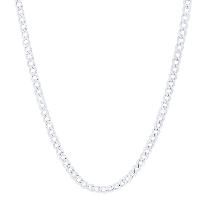 Image of Necklaces. Product name - Curb Chain Necklace in 9kt White Gold Bonded 55cm in colour by brand - Bevilles