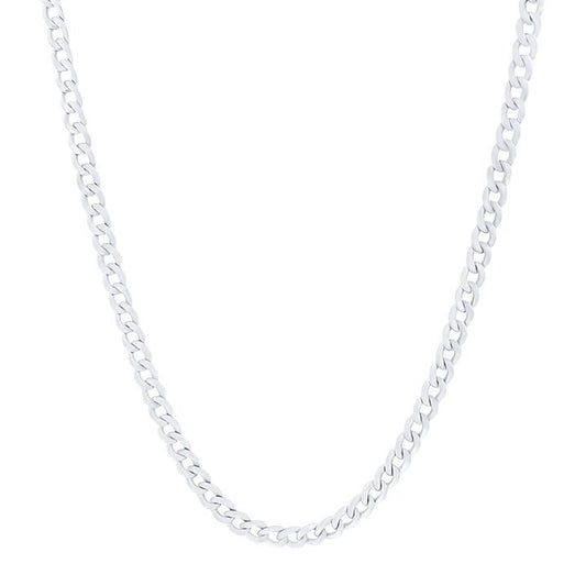 Image of Necklaces. Product name - Curb Chain Necklace in 9kt White Gold Bonded 55cm in colour by brand - Bevilles