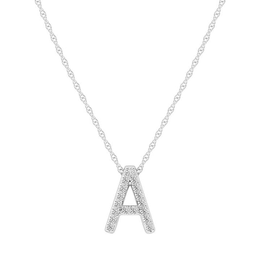 Image of Necklaces. Productname: Diamond Initial E Slider Necklace in Sterling Silver in Diamond colour by brand - Bevilles