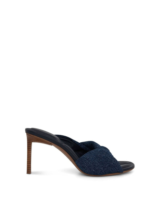 Image of Sandals. Productname: JACQUEMUS Bagnu Twist Towel Mules in Blue colour by brand - JACQUEMUS