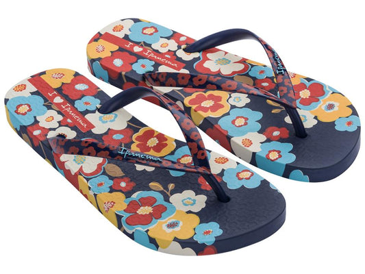Image of Sandals. Product name - Floral Fem Women's Ipanema BLUE/RED/YW GRENDENE in Blue/Red/Yw colour by brand - IPANEMA