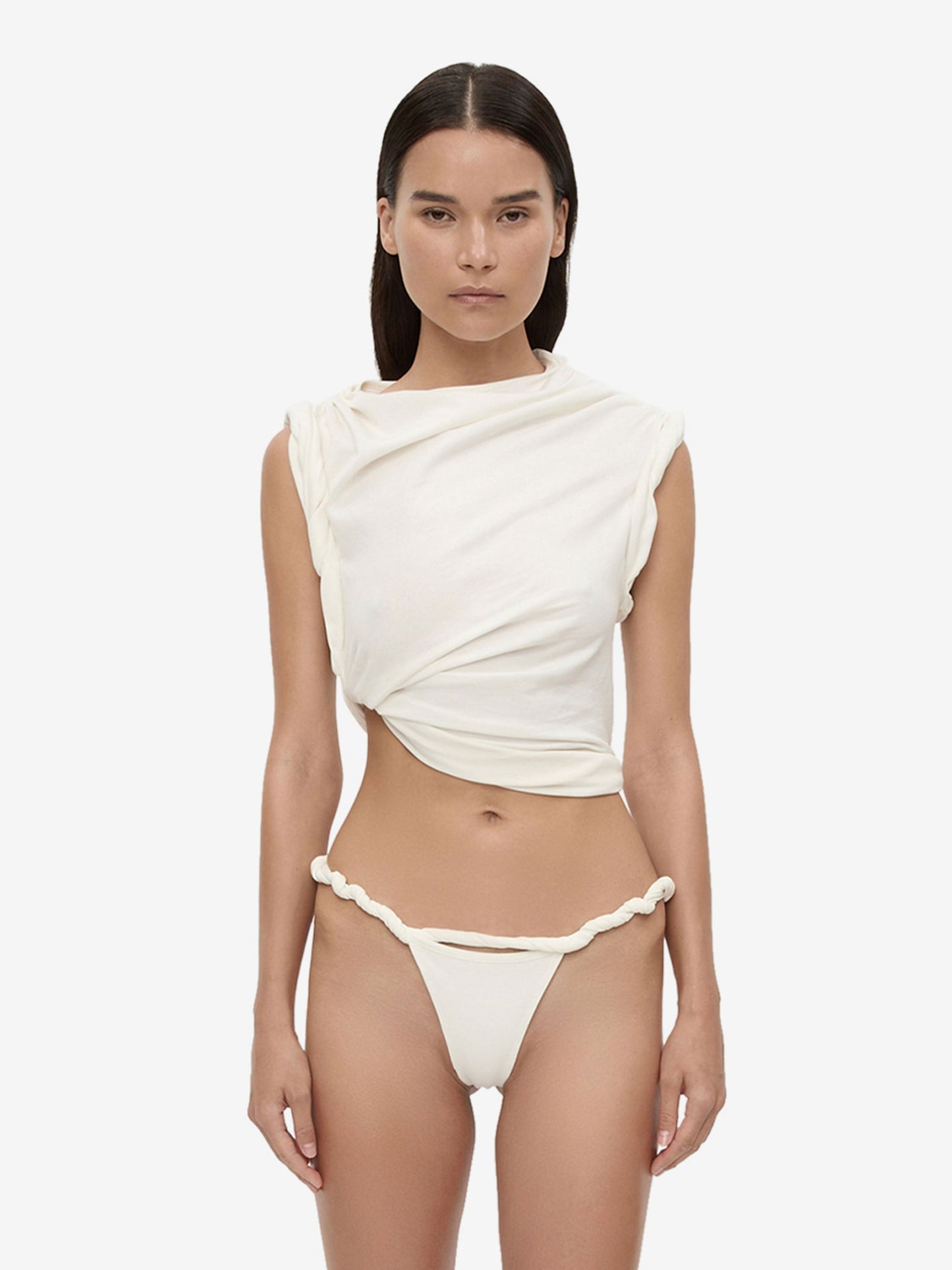 Image of T-Shirts. Product name - Rolled Up Tee in White colour by brand - CHRISTOPHER ESBER