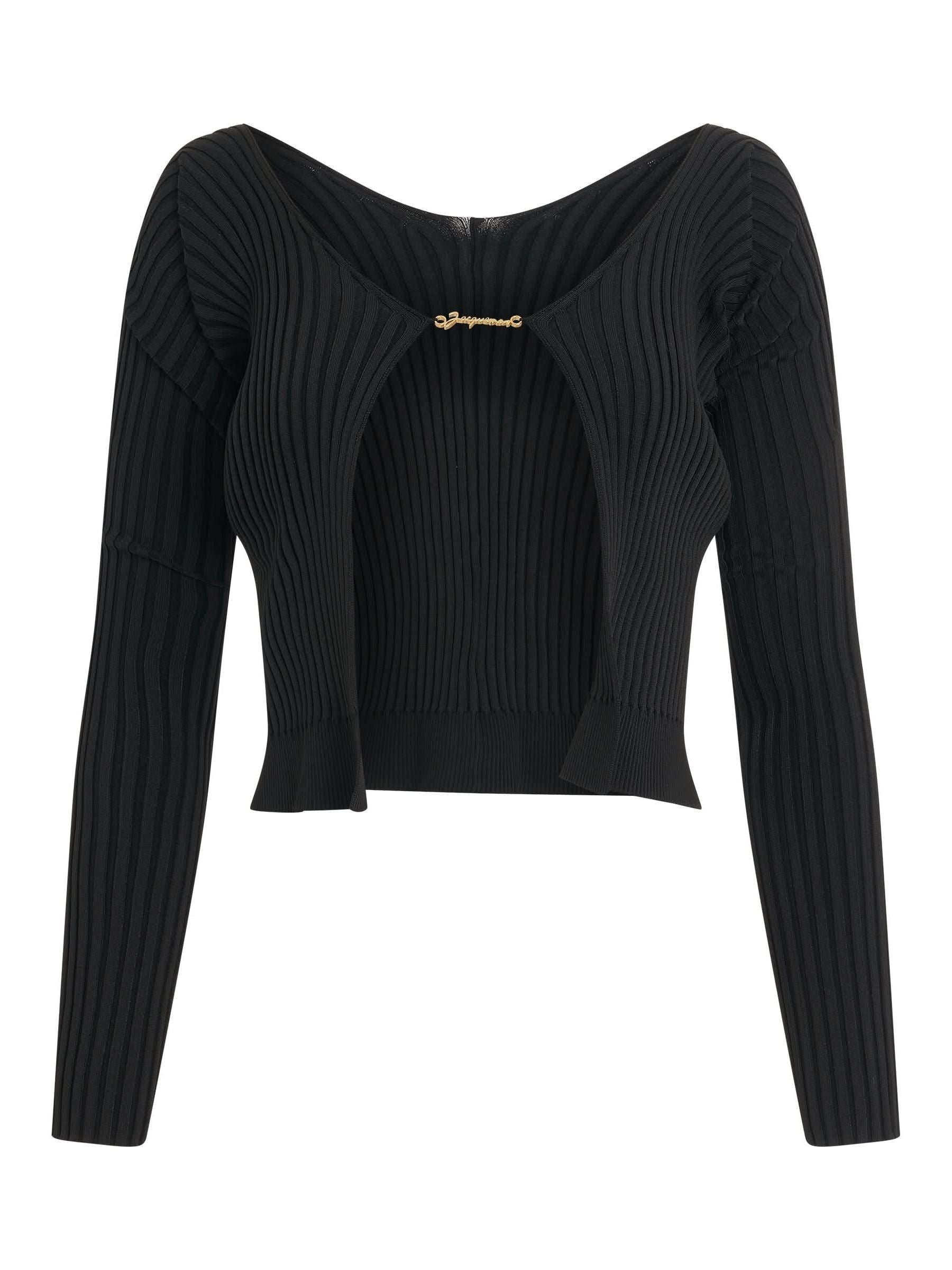 Image of Charms. Productname: JACQUEMUS Pralu Longue Charm Cardigan in Black colour by brand - JACQUEMUS