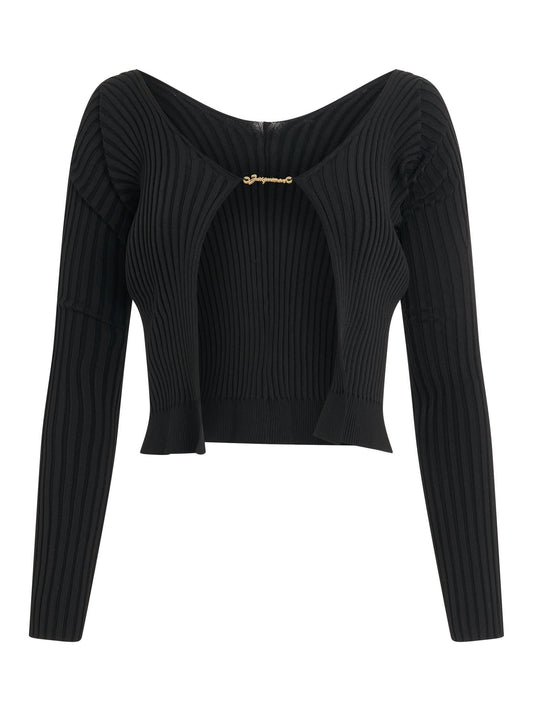 Image of Charms. Productname: JACQUEMUS Pralu Longue Charm Cardigan in Black colour by brand - JACQUEMUS
