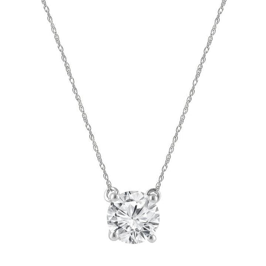 Image of Necklaces. Productname: Meera 1.00ct Laboratory Grown Solitaire Diamond Necklace in 9kt White Gold in Diamond colour by brand - Bevilles