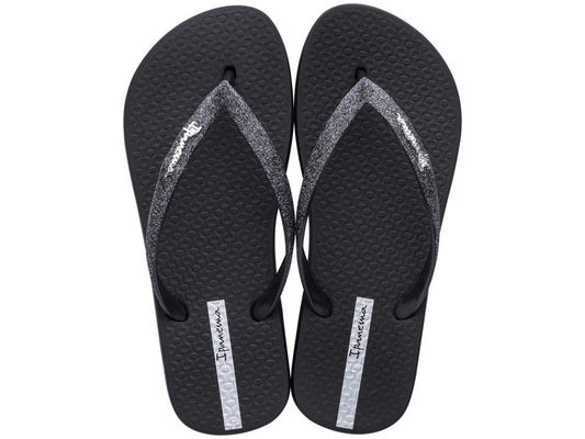 Image of Sandals. Product name - Brilha Fem Women's Ipanema BLACK GLITTER GRENDENE in Black Glitter colour by brand - IPANEMA