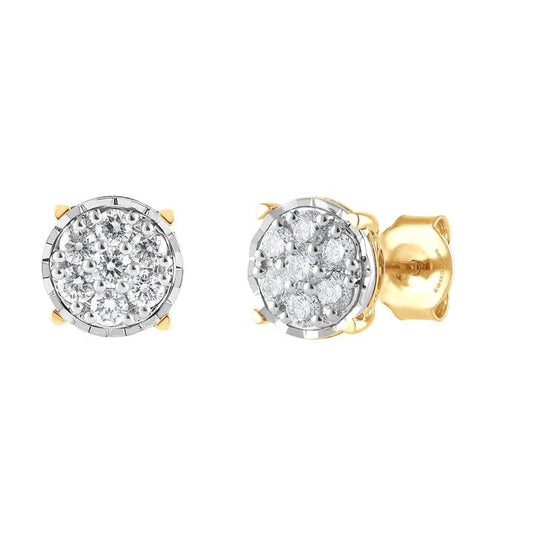 Image of Earrings. Productname: Meera Flower Composite Earrings with 0.50tw of Laboratory-Grown Diamonds in 9kt Yellow Gold in Diamond colour by brand - Bevilles