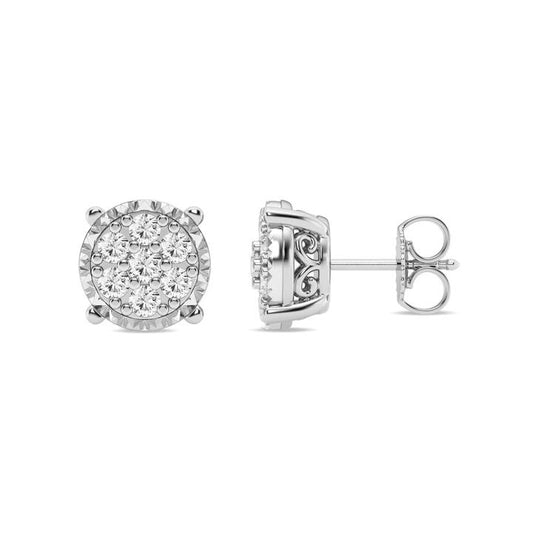 Image of Earrings. Productname: Meera Flower Composite Earrings with 1/2ct of Laboratory Grown Diamonds in 9kt White Gold in Diamond colour by brand - Bevilles