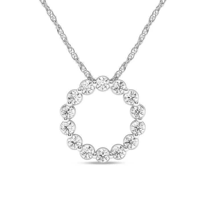 Image of Charms. Product name - Meera Circle of Love Necklace with 0.50tw of Laboratory-Grown Diamonds in 9kt White Gold in colour by brand - Bevilles