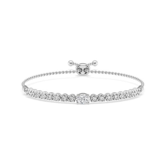 Image of Bracelets. Productname: Mirage Bolo Bracelet with 1.00ct of Laboratory Grown Diamonds in Sterling Silver and Platinum in Diamond colour by brand - Bevilles