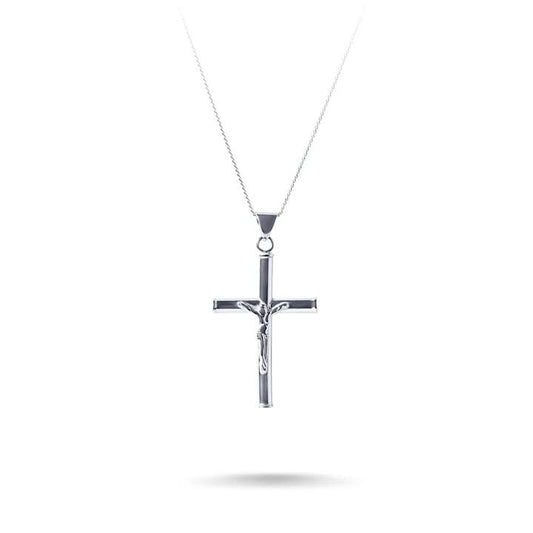 Image of Necklaces. Productname: 55cm Crucifix Cross Pendant Necklace in Sterling Silver in Silver colour by brand - Bevilles