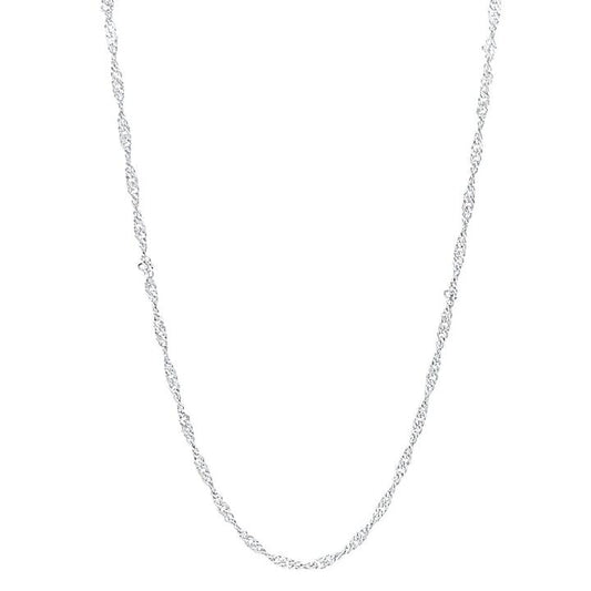 Image of Necklaces. Productname: 9kt White Gold Fine Singapore Necklace Chain 50cm in Gold colour by brand - Bevilles