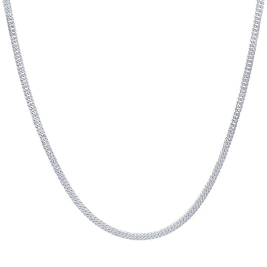 Image of Necklaces. Product name - 50cm Double Curb Chain in 9kt White Gold in colour by brand - Bevilles