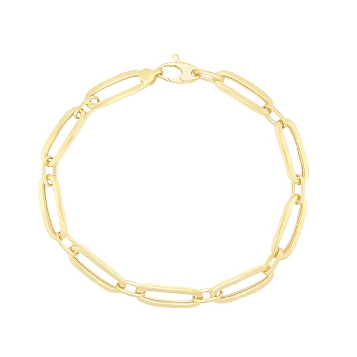 Image of Bracelets. Productname: 19cm Square-Edge Paperclip Bracelet in 9kt Yellow Bonded Gold in Gold colour by brand - Bevilles