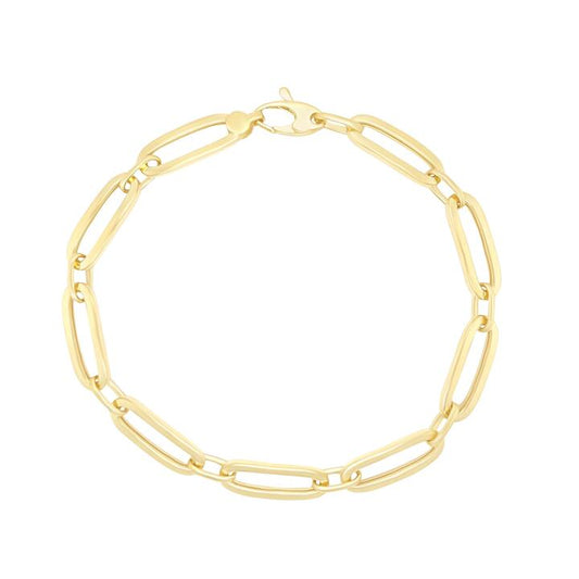 Image of Bracelets. Productname: 9kt Yellow Gold Silver Infused Oval Link Bracelet in Gold colour by brand - Bevilles