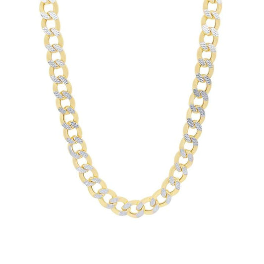 Image of Necklaces. Productname: 9kt Yellow Gold Bonded Two Tone Curb Necklace 50cm in colour by brand - Bevilles