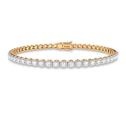 Image of Bracelets. Product name - Meera Bezel Set Bracelet with 1.50tw of Laboratory-Grown Diamonds in 9kt Yellow Gold in colour by brand - Bevilles