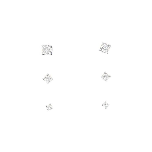 Image of Earrings. Productname: Children's Sterling Silver 3pc Stud Earring Set with Cubic Zirconia in Silver colour by brand - Bevilles