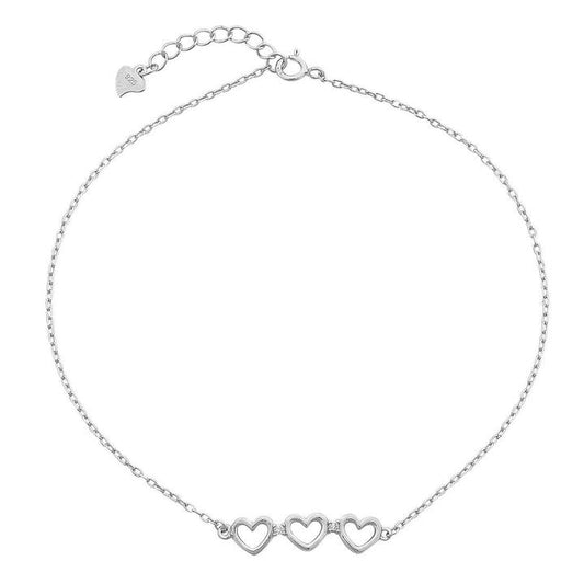 Image of Bracelets. Product name - 19cm Open Hearts Bracelet in Sterling Silver in colour by brand - Bevilles