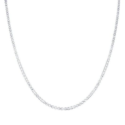 Image of Necklaces. Product name - 50cm 1.5mm Width Box Chain Necklace in Sterling Silver in colour by brand - Bevilles