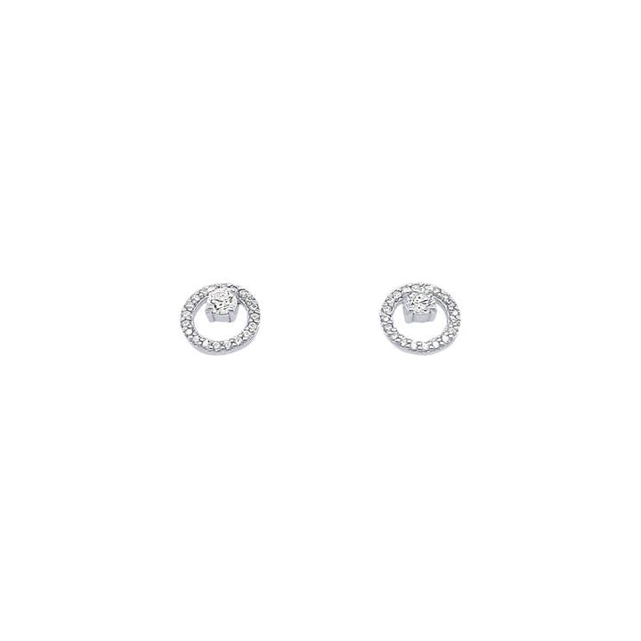 Image of Earrings. Product name - 10mm Sterling Silver Open Circle Stud Earrings with Cubic Zirconia in colour by brand - Bevilles