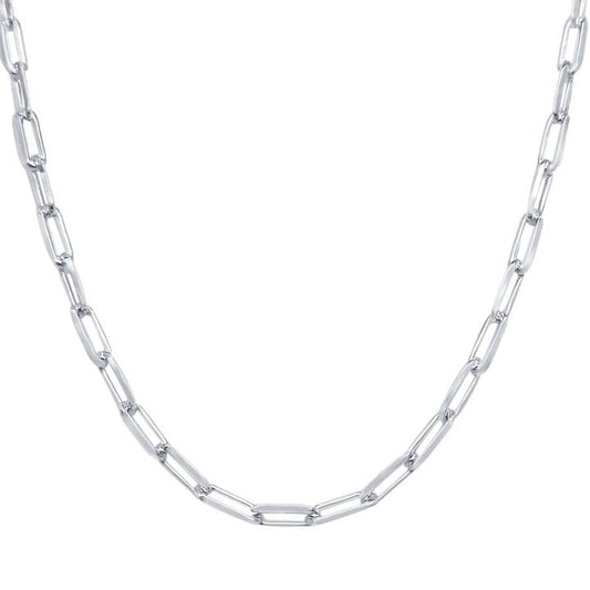 Image of Necklaces. Productname: 45cm 3.2mm Width Paperclip Chain Necklace in Sterling Silver in colour by brand - Bevilles