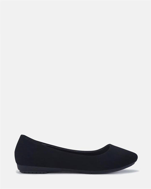 Image of Flats. Product name - Carry Women's Casual Flat Closed BLACK NUBUCK Novo Casual in Black Nubuck colour by brand - NOVO