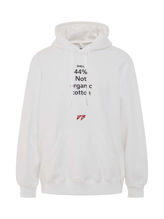 Image of a model wearing Outerwear. Productname: DOUBLET Knit Hoodie in WHITE colour by brand - DOUBLET