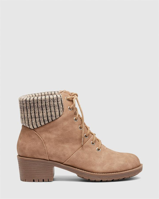 Image of Boots. Product name - Kavala Women's Boot Low-Mid Heel TAUPE Novo Boots in Taupe colour by brand - NOVO