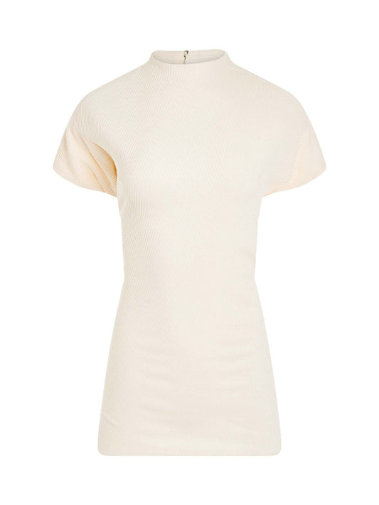 Image of a model wearing Tops. Productname: KHAITE Helene Top in Cream colour by brand - KHAITE