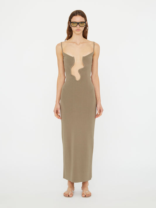 Image of Dresses. Productname: Christopher Esber Salacia Wire Column Dress in Eucalypt colour by brand - Christopher Esber