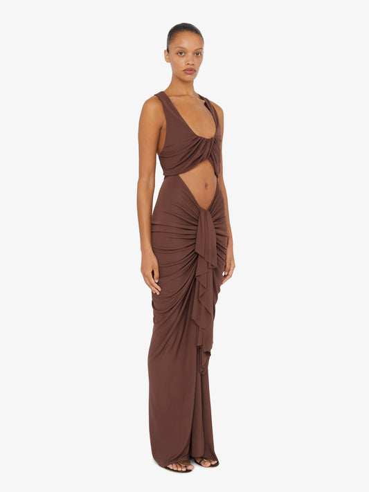 Christopher Esber Vivenda Drape Front Dress (Cacao)